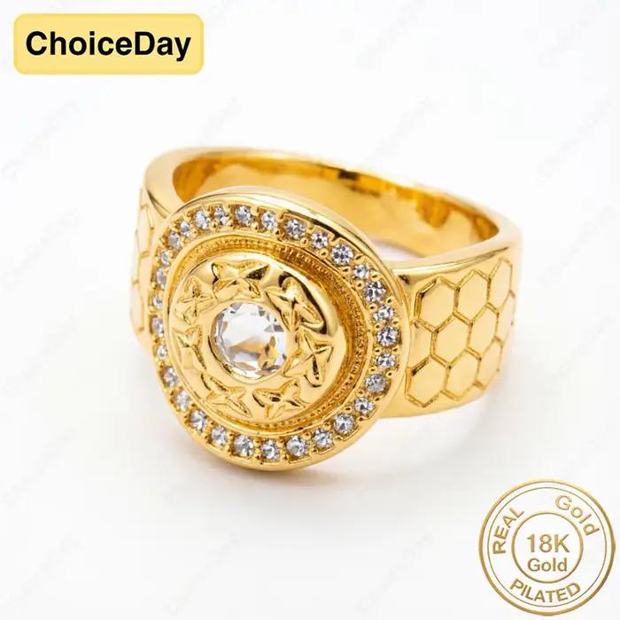 Bague ronde en zircone plaquée or 18 carats