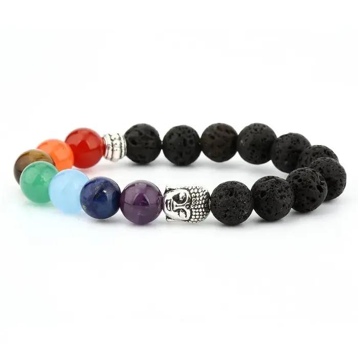 Bracelet 7 Chakra avec carte de signification pour hommes et femmes