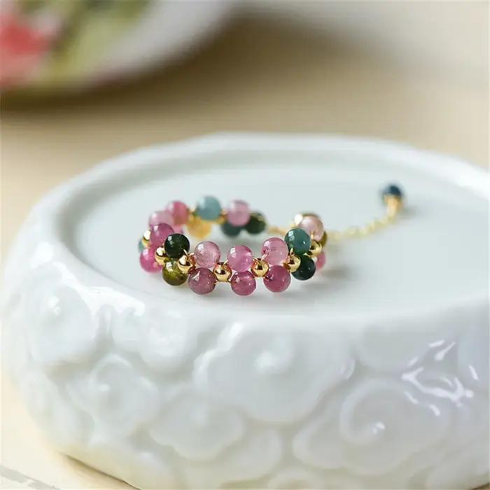 Bague en Tourmaline Arc-en-ciel Naturelle pour Femme