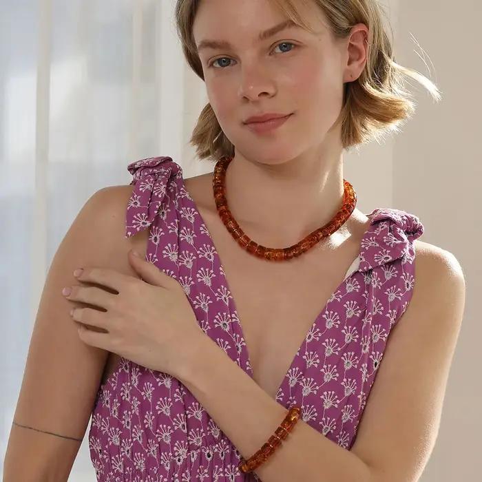 E.B.belle – Bracelet et collier de perles cylindriques en acrylique Opaque