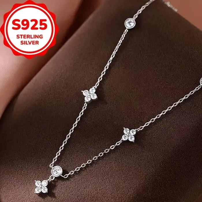 Collier trèfle à quatre feuilles porte-bonheur en argent S925