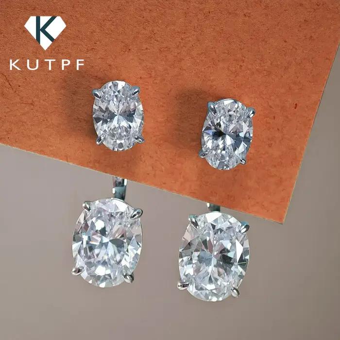 Boucles d'oreilles en diamant Moissanite taille ovale 6cttw