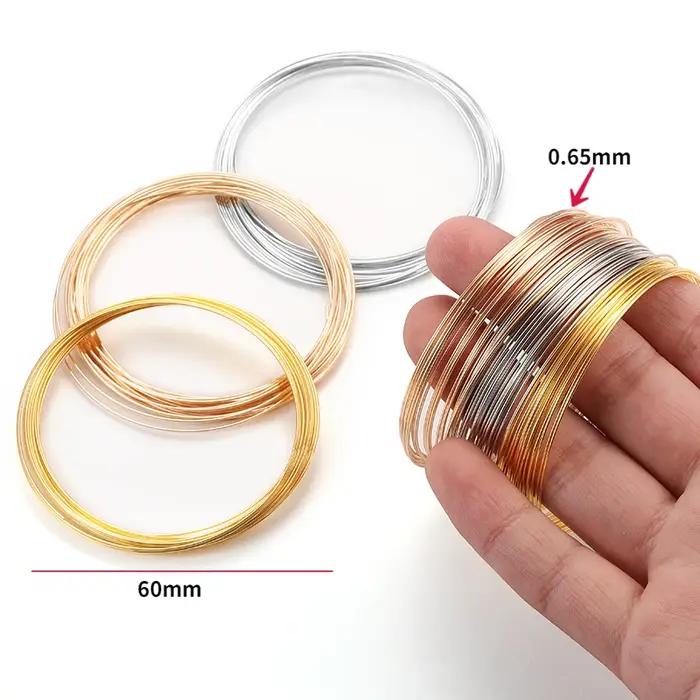 20 boucles mémoire fil d'acier Dia 60mm bracelet boucle collier cerceau pour la fabrication de bijoux accessoires de bricolage longueur d'étirement 3.7m