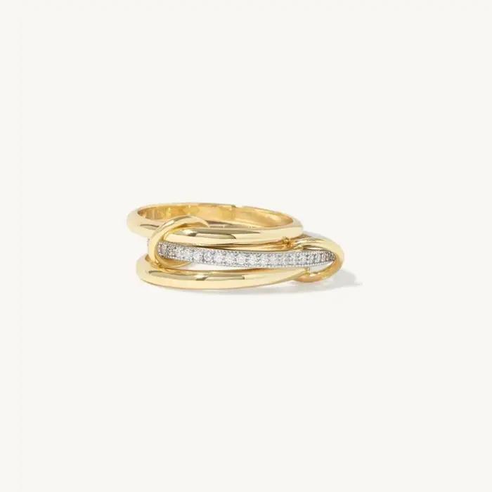 LATS – bague bicolore à trois anneaux en cuivre plaqué or 14K pour femmes
