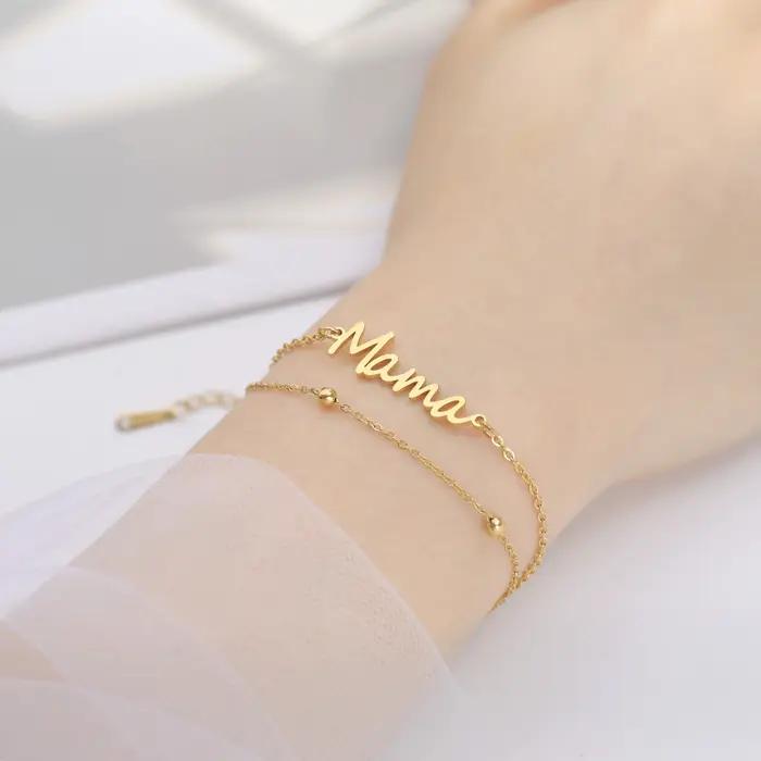 Kkjoy mode acier inoxydable maman Bracelet pour femmes