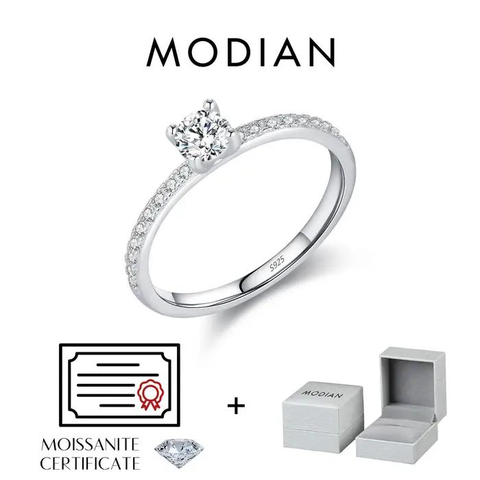MODIAN D couleur Moissanite bague délicate carré 925 en argent Sterling laboratoire diamant