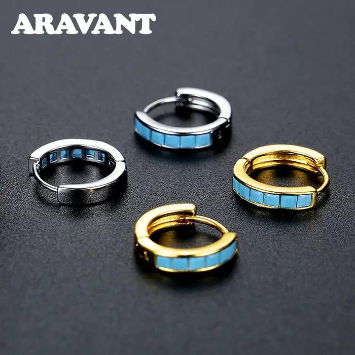 Boucles d'oreilles en argent sterling 925 bleu turquoise pour femmes styles mode et sophistiqués pour mariage fiançailles anniversaires et occasions spéciales