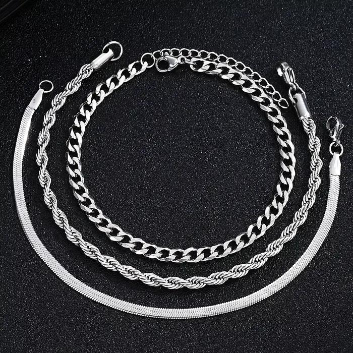 Ensemble de bijoux simples en acier inoxydable pour hommes