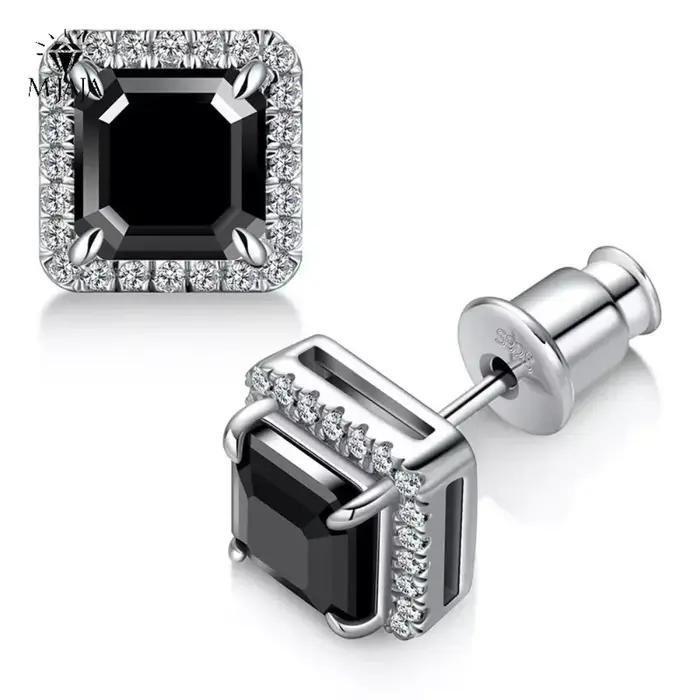 Boucles d'oreilles à clous en Moissanite noire