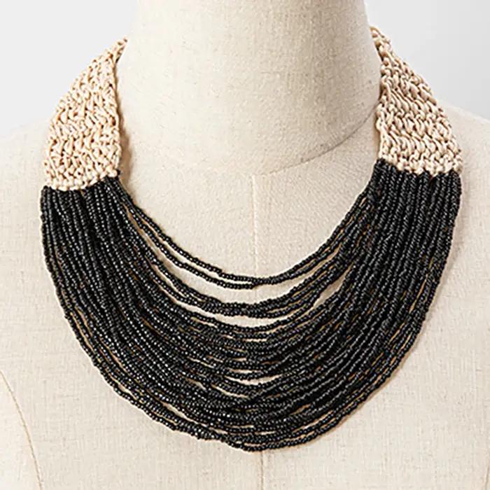 KAYMEN mode fait à la main petits brins de perles collier déclaration bohême