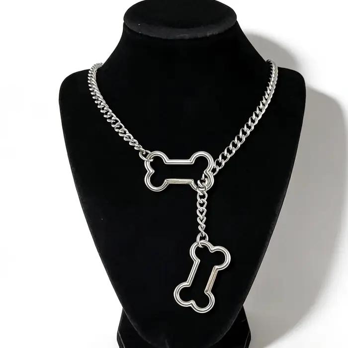 Punk breloques chaîne os pendentif collier pour femmes mode coréenne Goth géométrique