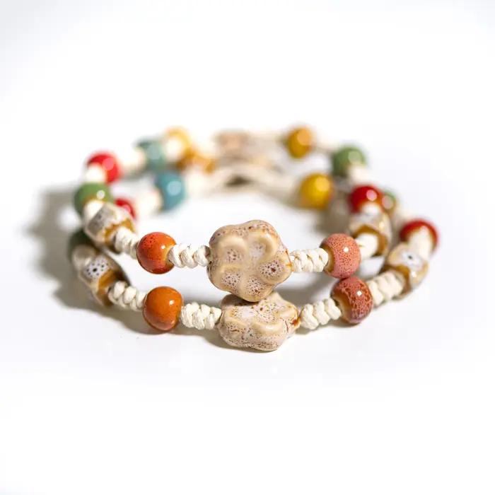 Bracelet en céramique Harmony Arc-en-Ciel design floral bohème pour femmes occasions spéciales