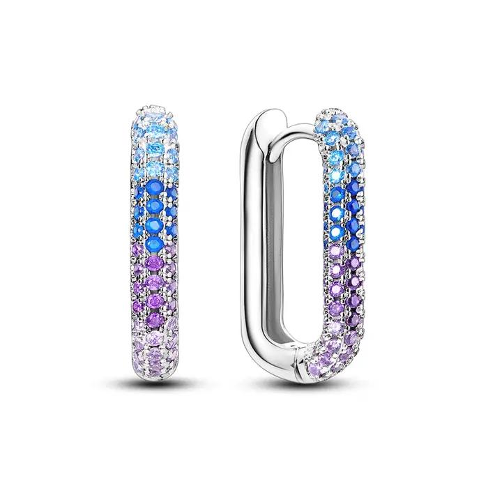 Boucles d'oreilles lumineuses colorées en argent 925 avec zircon violet pour femmes élégantes occasions spéciales fantastique cadeau d'anniversaire
