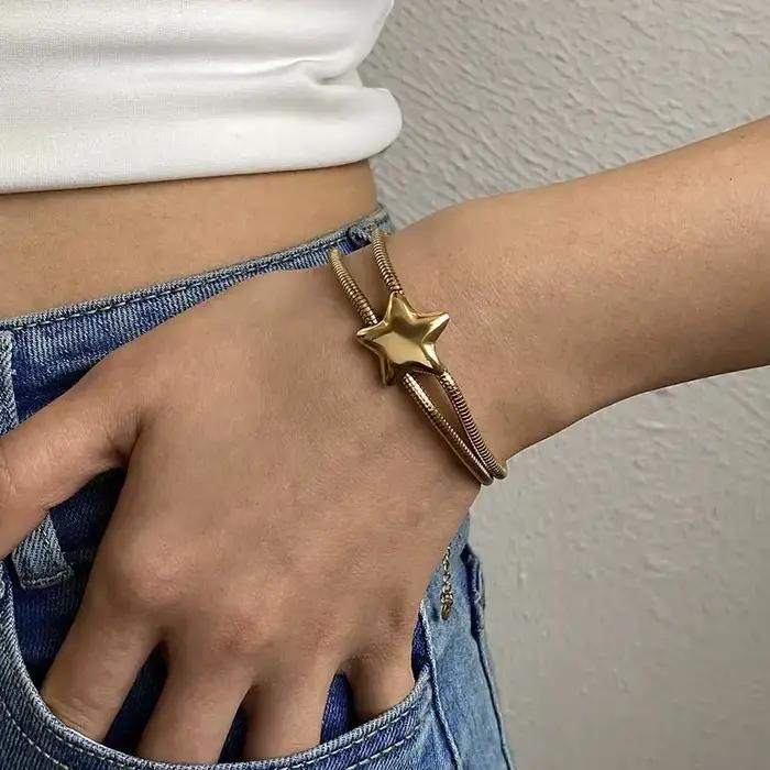 Bracelet multicouche en acier inoxydable pour femmes