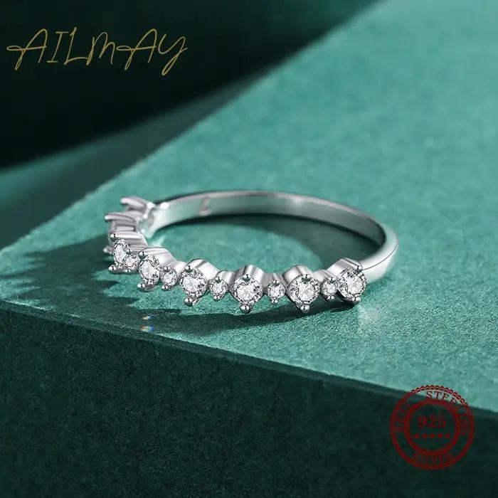 Bague Ailmay en Argent Sterling 925 Sertie de Zircone Brillante Anneau Empilable pour Femme Occasions Spéciales