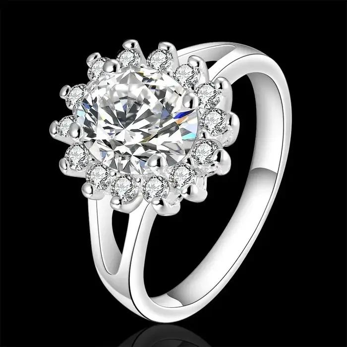 Marques populaires 925 en argent Sterling cristal fleur moissanite diamant anneaux pour les femmes mode cadeaux de fête de mariage bijoux