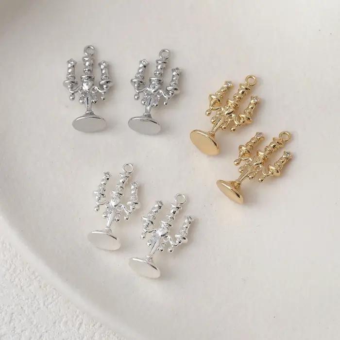2 pièces 14K plaqué or Vintage palais bougie pendentif boucles d'oreilles colliers résultats bijoux bricolage fabrication fournitures accessoires faits à la main