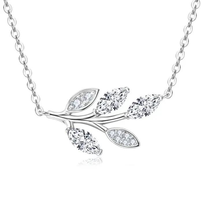 M-JAJA Moissanite feuille pendentif collier Marquise coupe diamant collier ras du cou pour les femme