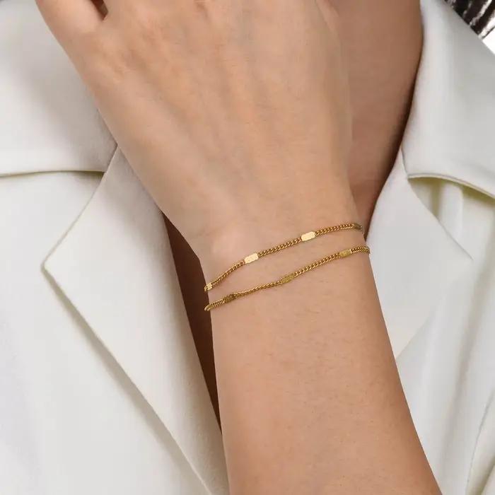 Bracelet en acier inoxydable doré cubain pour femme style moderne casual chic cadeau pour les occasions spéciales