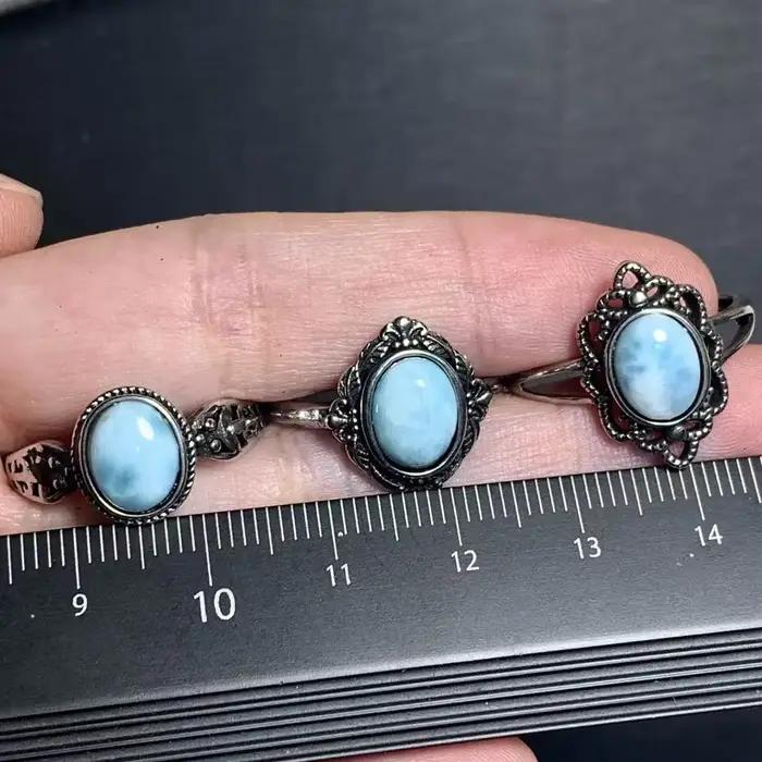 Bague en Larimar naturel réglable pour femme, bijoux en forme de cœur, cadeau pour femme, vente en g