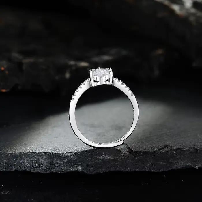 Bague en forme de cœur en argent Sterling 925 pour femmes