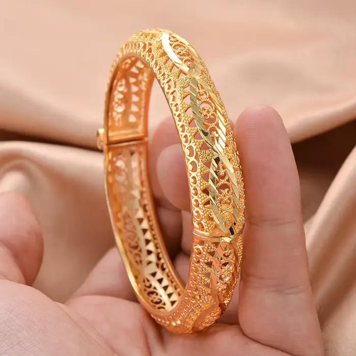 Maroc luxe mariage couleur or bracelets pour femmes filles mariée musulmane arabe robe