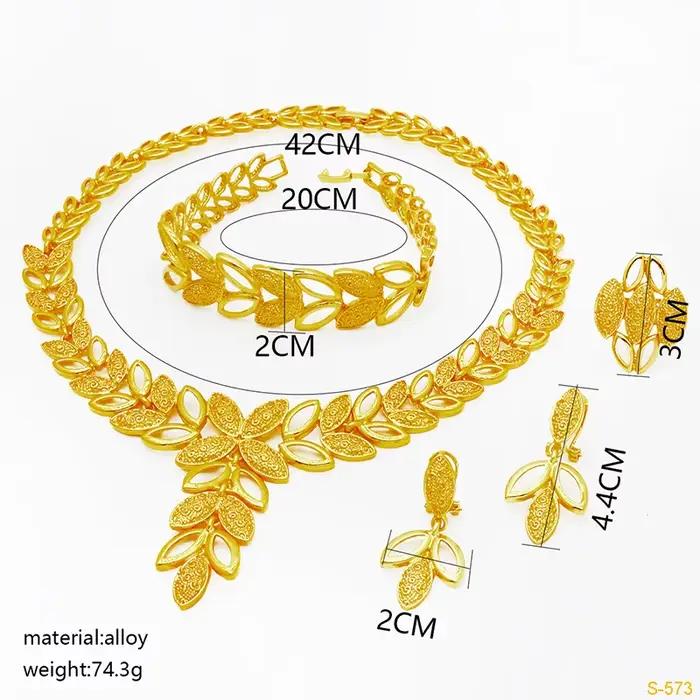 Ensemble de bijoux de mariée italienne plaquée or pour femmes