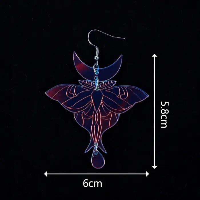 Boucles d'oreilles en acrylique Laser Luna Moth irisé pour femmes