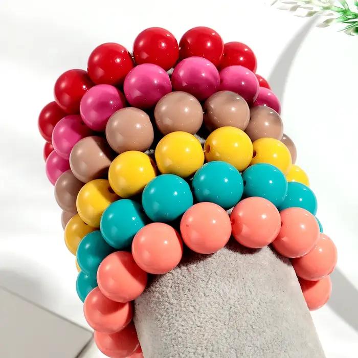 Grandes bracelets ronds en perles acryliques colorées pour femmes