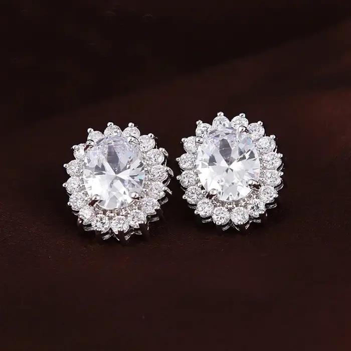 Boucles d'oreilles princesse Diana saphir bleu pour femmes