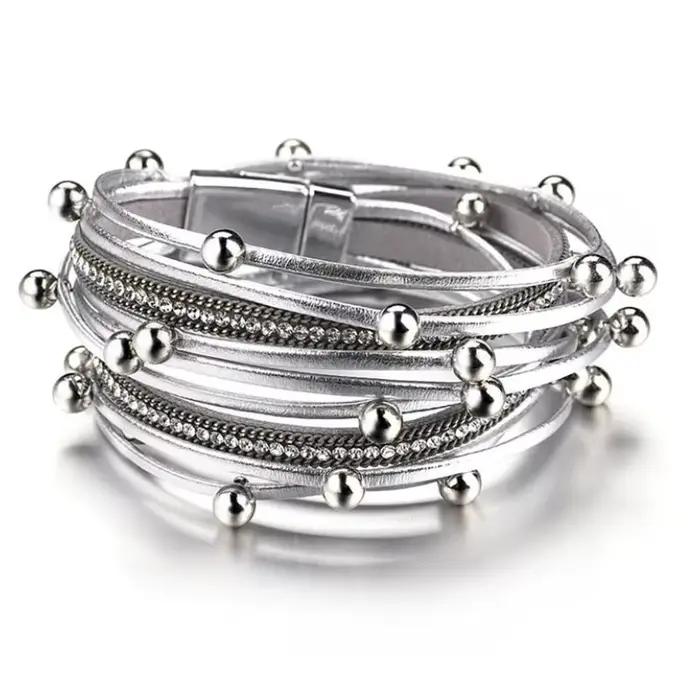 YLWHJJ – Bracelet enroulé en cuir perlé pour femmes
