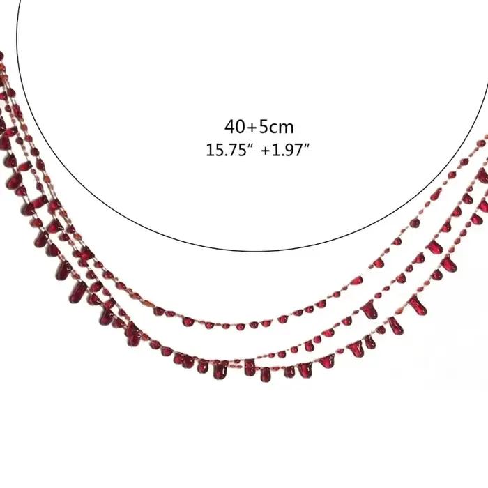 Collier Goutte de Sang en Résine Rouge pour Femme