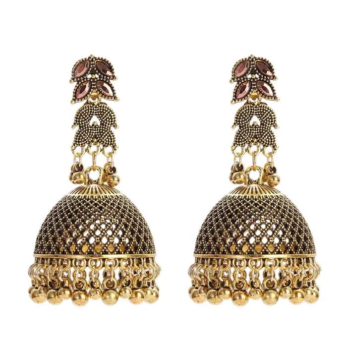 Boucles d'oreilles ethniques couleur or pour femmes, grande cloche, bijoux Vintage, cloches creuses