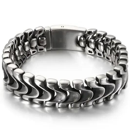 Bracelet Punk Rocker Skull pour hommes, en acier inoxydable, accessoires de chaîne pour hommes, bijoux gothiques pour motards, livraison directe