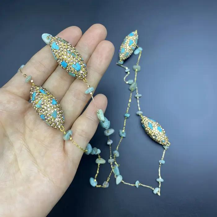 Bijoux en perles d'eau douce naturelles avec strass