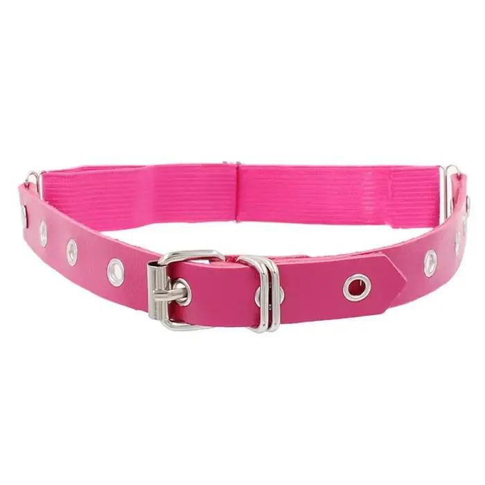 Femmes Sexy élastique en cuir Pu jambe anneau jarretelles Lingerie ceinture Punk coeur Rivet cuisse anneau Goth Harajuku harnais bas jarretière