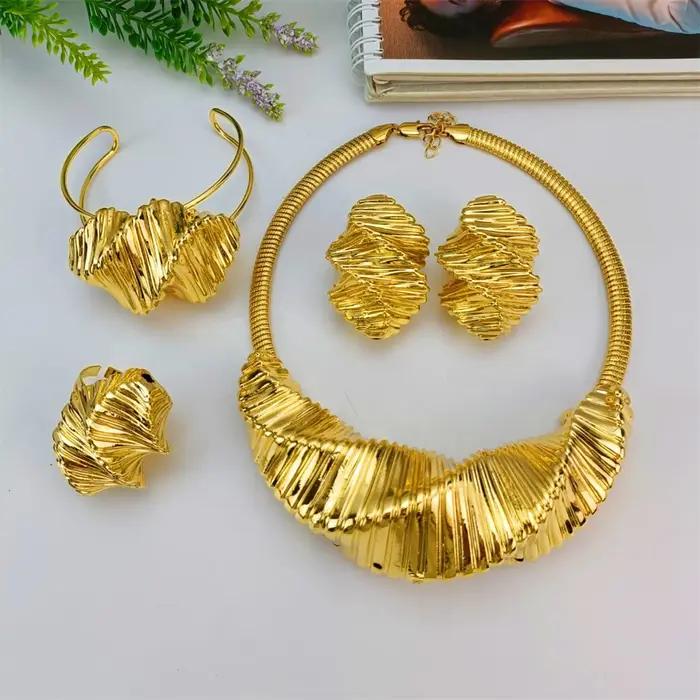 EMMA femmes mode ensemble de bijoux nouveau à la mode grand collier boucles d'oreilles ensembles Style italien bijoux de luxe pour africain Nigeria dame maman
