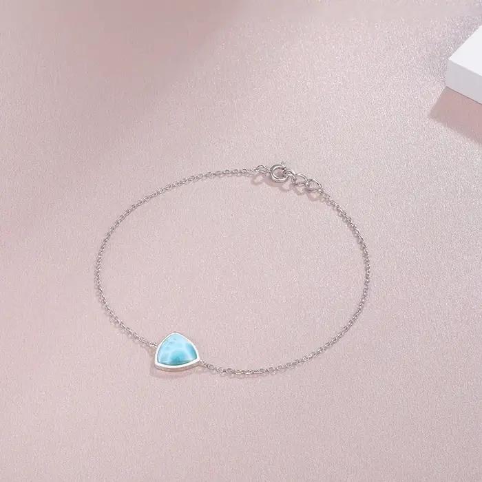Breloque en argent Sterling 925 sertie de Larimar pour femmes mode et élégance pour soirées et occasions spéciales