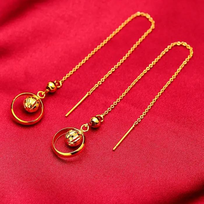 Boucles d'oreilles en fil de fleur Dynar Jewelry or 24 carats avec finition craquelée pour femmes occasions spéciales et tous les jours
