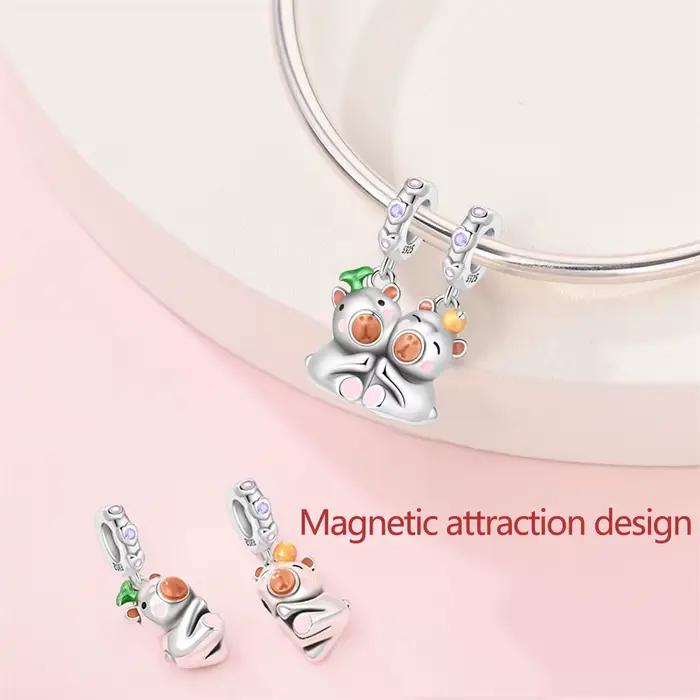 925 argent Sterling meilleur ami Bestie breloque Capybara Duo pendentif ensemble ajustement Original bracelets porte-bonheur femmes bijoux à bricoler soi-même cadeau
