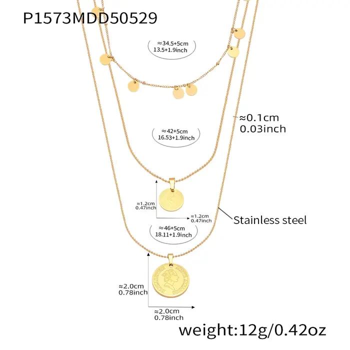 Collier long pour femme en acier inoxydable plaqué or avec pendentif rond motif portrait de reine et pompon bijou de luxe pour banquet et anniversaire