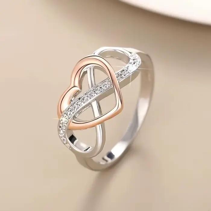 Huitan – bagues uniques avec signe infini et cœur pour femmes, accessoire de doigt brillant, tendanc