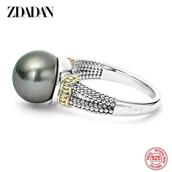 Bague en argent sterling 925 sertie de perles d'eau douce presque rondes élégante pour femmes occasions spéciales anniversaire mariage