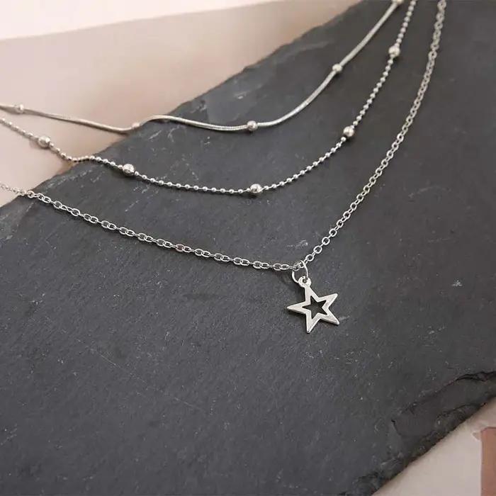 Collier européen et américain tempérament Simple belle atmosphère étoile lune populaire dame