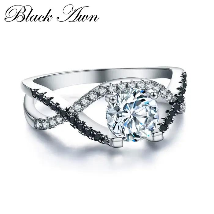 Noir Awn 2025 nouvelle mode anneaux pour femmes classique couleur argent ovale Bague de mariage Bijoux C002
