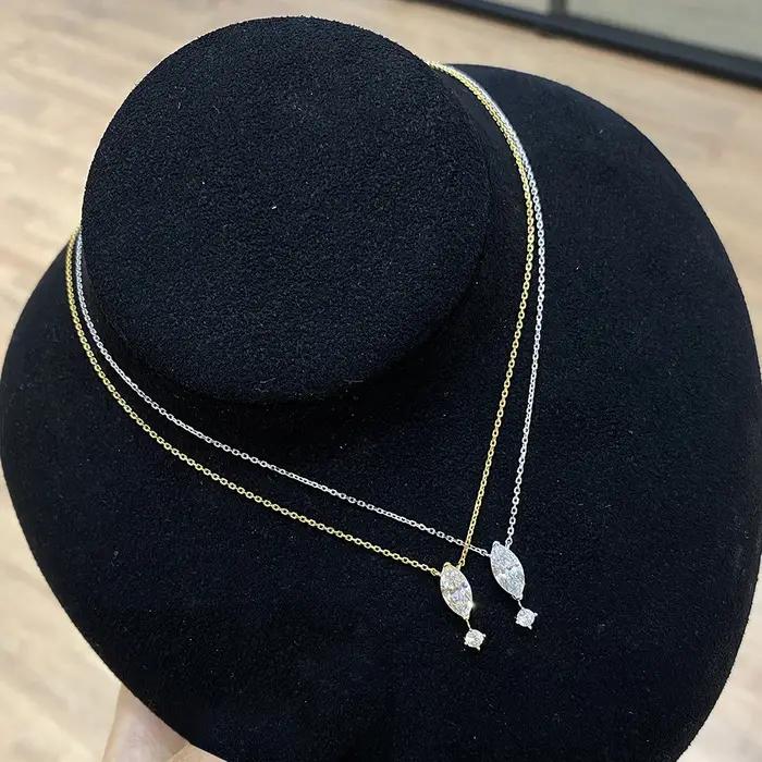 Collier avec pendentif Marquise/cout rond en Moissanite pour femmes