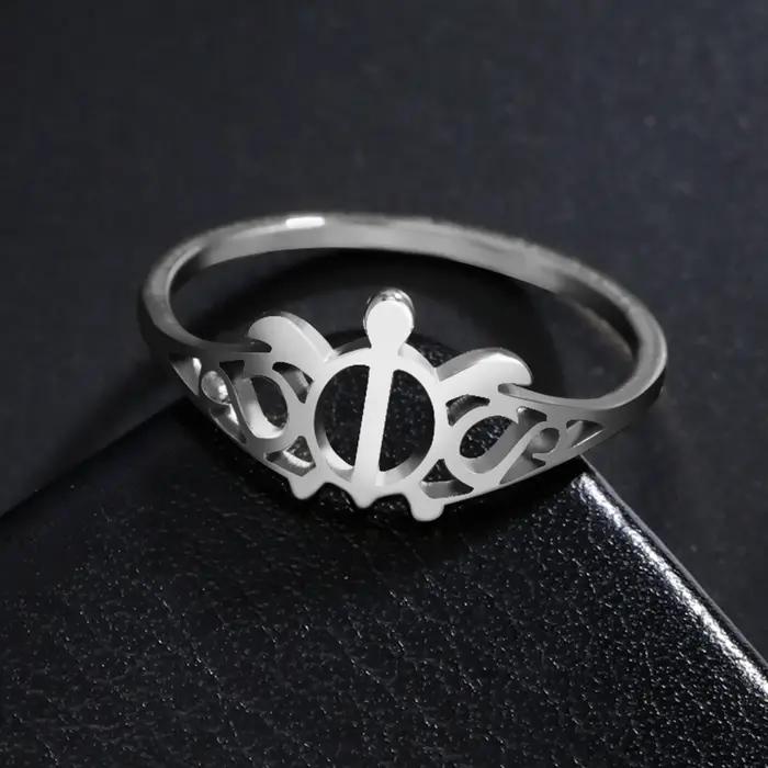 COOLTIME Bague tortue de mer en acier inoxydable pour hommes et femmes