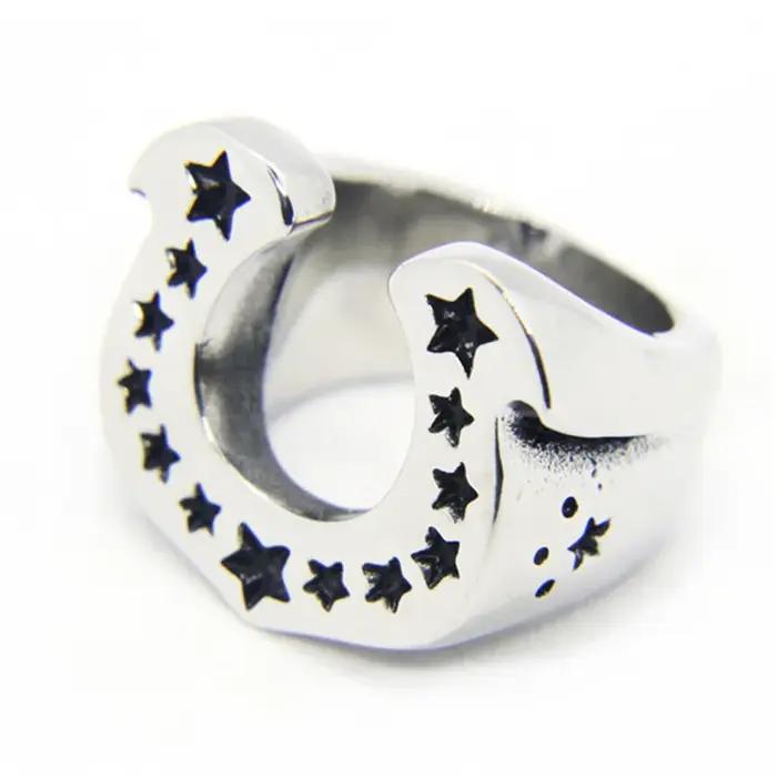 Bague fer à cheval solide en acier inoxydable 316L