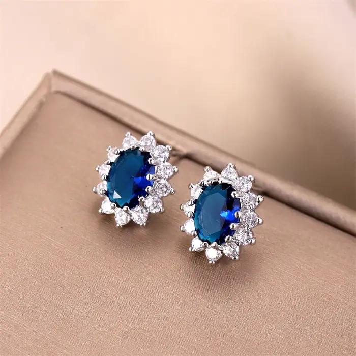 Boucles d'oreilles ovales en pierre pour femmes