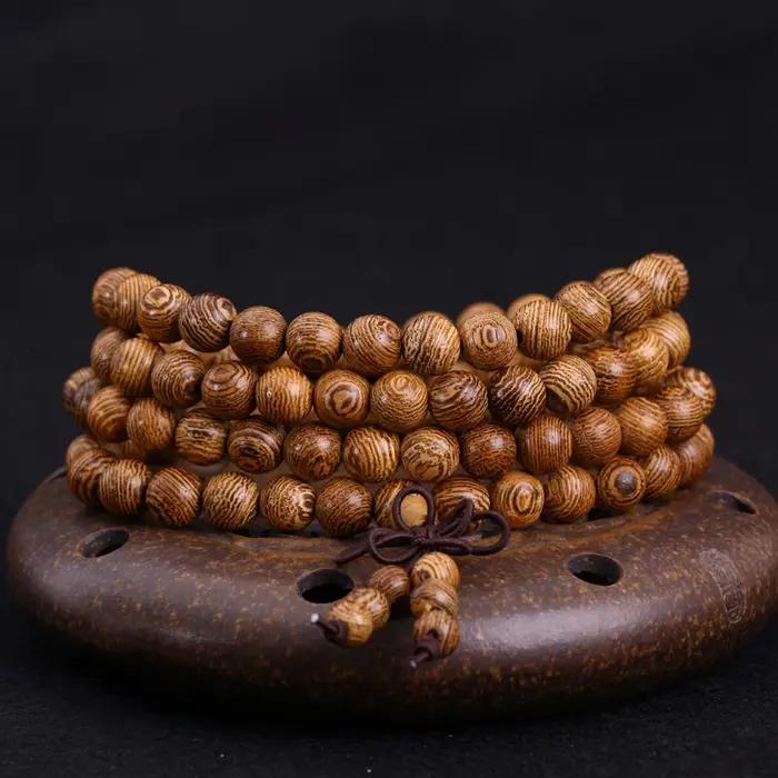 Bracelet de prière Mala 108 perles en bois de Wenge pour homme femme yoga et méditation spiritualité religieuse souvenirs cadeaux occasions spéciales